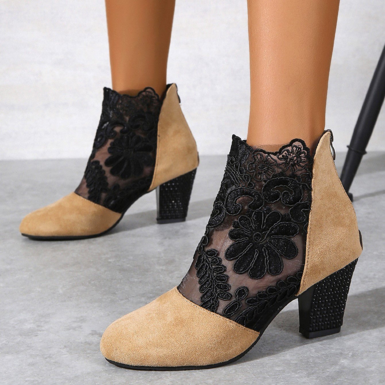 Women's Filigree Lace Heeled Sandal - Architectural Cutout Mesh Stilettos with Cushion & Extended Sizes (US 4-11)