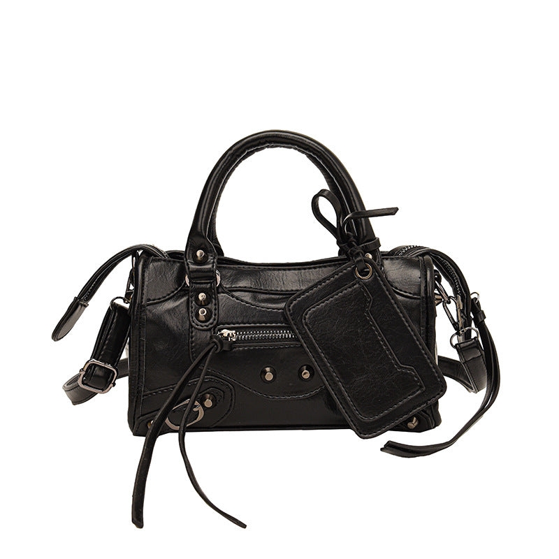 Women's Vintage Edge Satchel – Artisan Studded Motorcycle Bag with Convertible Crossbody Strap