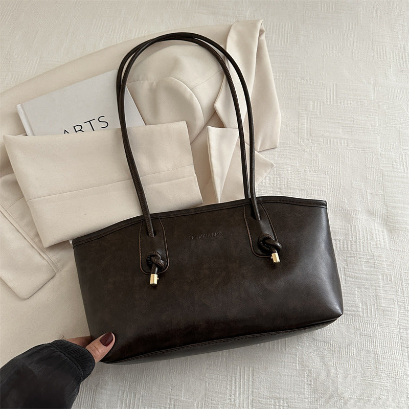 Women's Vintage-Chic Oversized Tote - Commuter-Ready Shoulder Bag w/ Detachable Accent Charms, Grain-Textured Vegan Leather