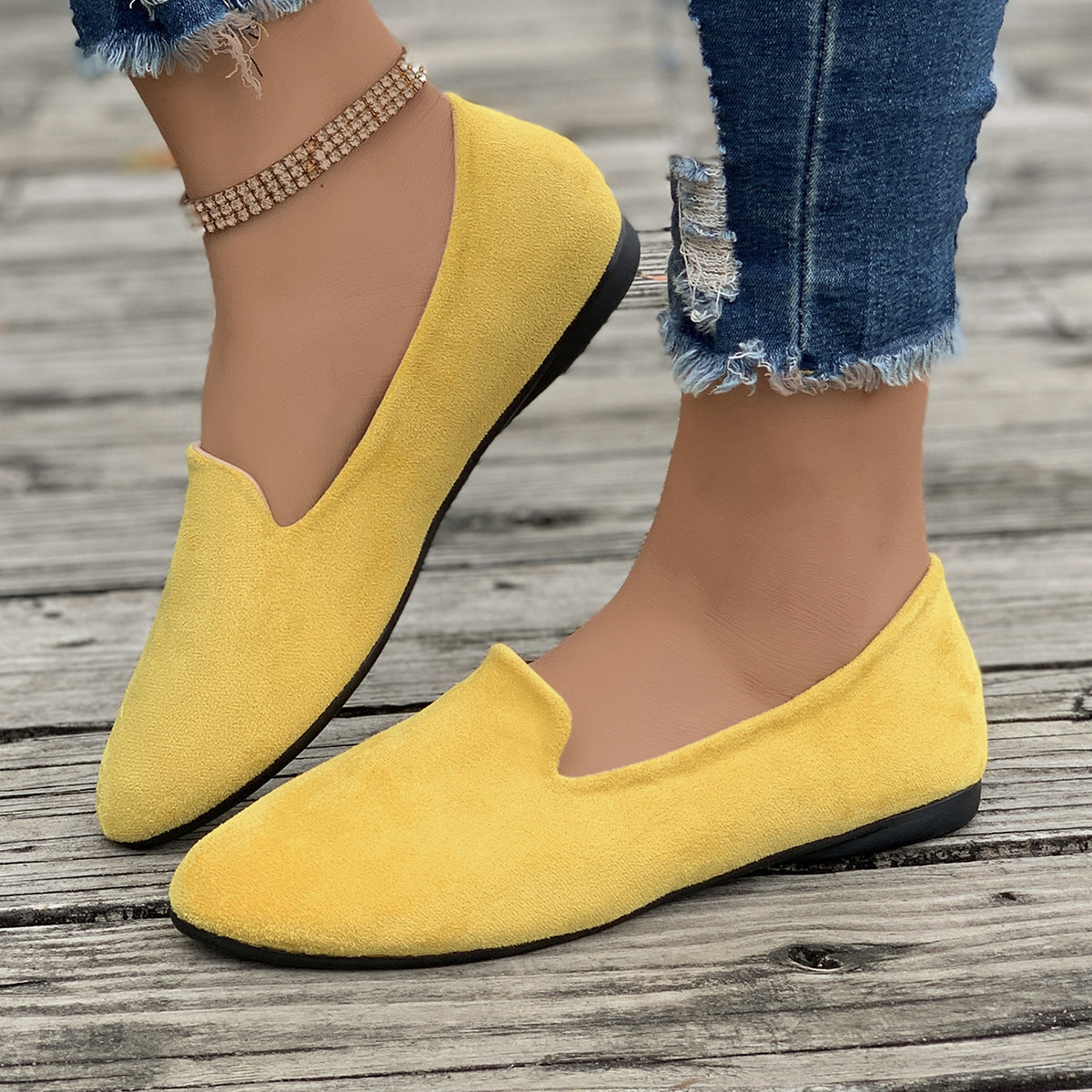 Women's Plus Size Pointed-Toe Slip-On Loafers Casual Flat Comfort Shoes