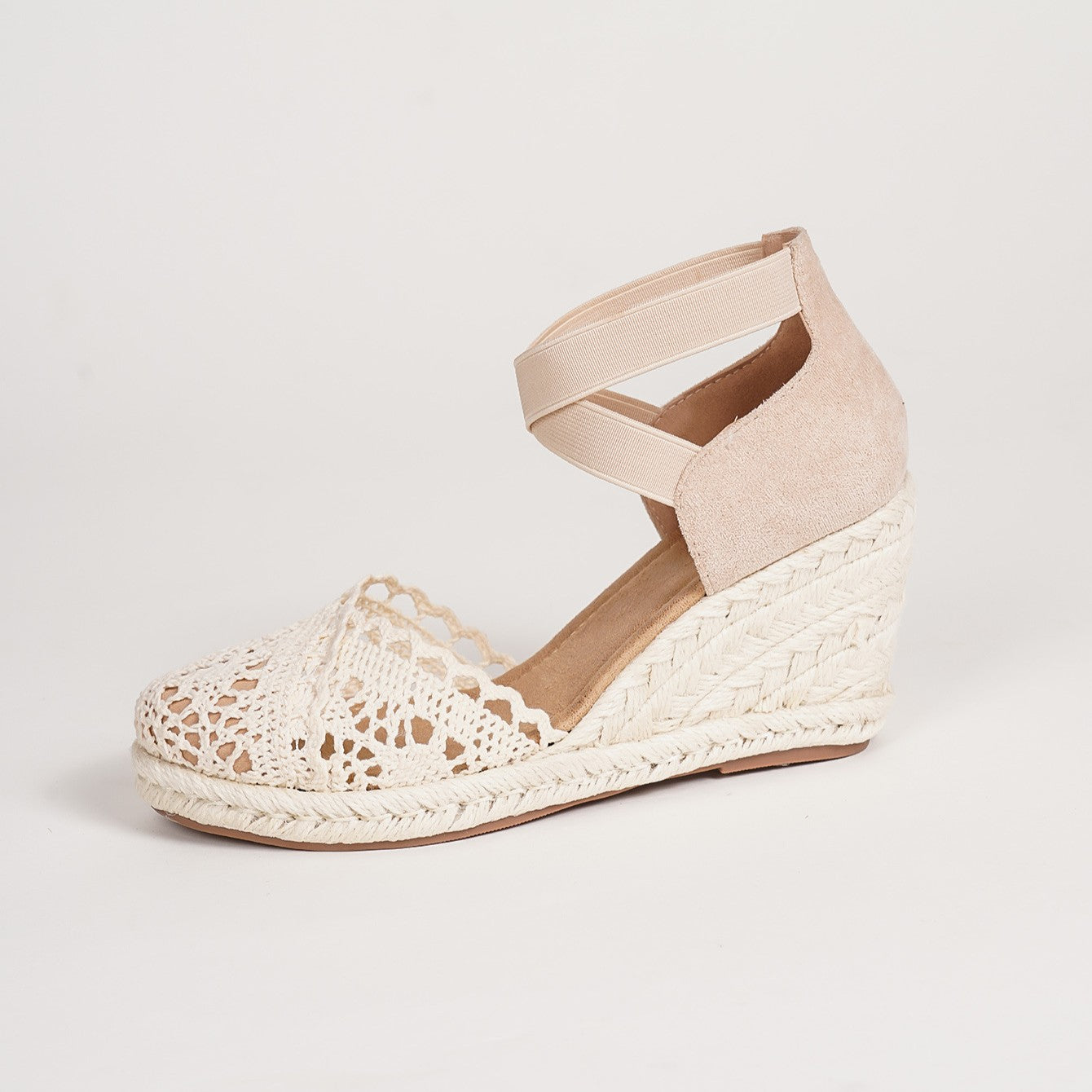 Women’s LaceRoma Ballet Wedge Sandals – Cross-Strap Round Toe Lace Platform Wedge Sandals (US 4–10.5)