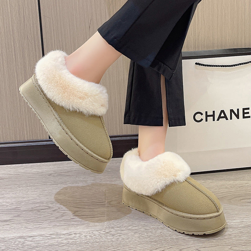 Women's Poppy Cozy Platform Boots - Plush Faux Fur Cuff Slip-On Winter Booties (US 5-10.5)