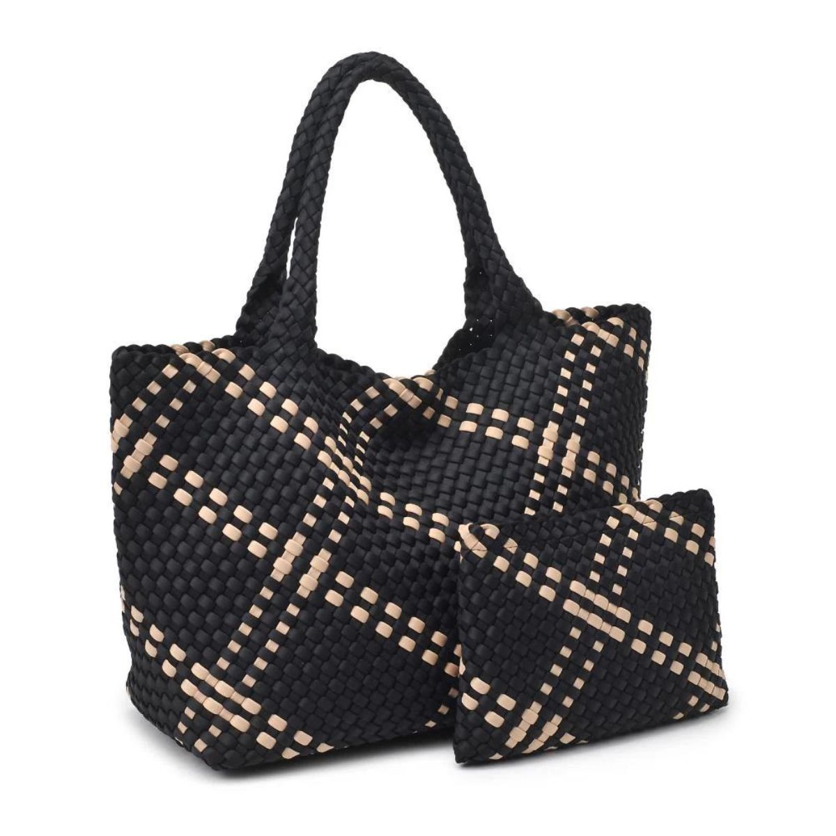 Colorblock Neoprene Woven Bag - Camel | Ounamei