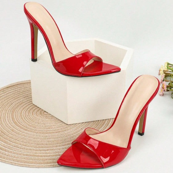 Women’s Vivienne Pointed-Toe Stiletto Slides – Sexy Luxe Open-Toe Party Heels (US4–10.5)