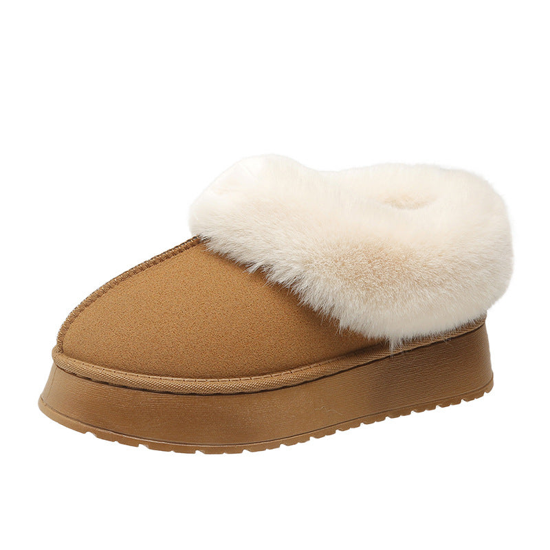 Women's Poppy Cozy Platform Boots - Plush Faux Fur Cuff Slip-On Winter Booties (US 5-10.5)