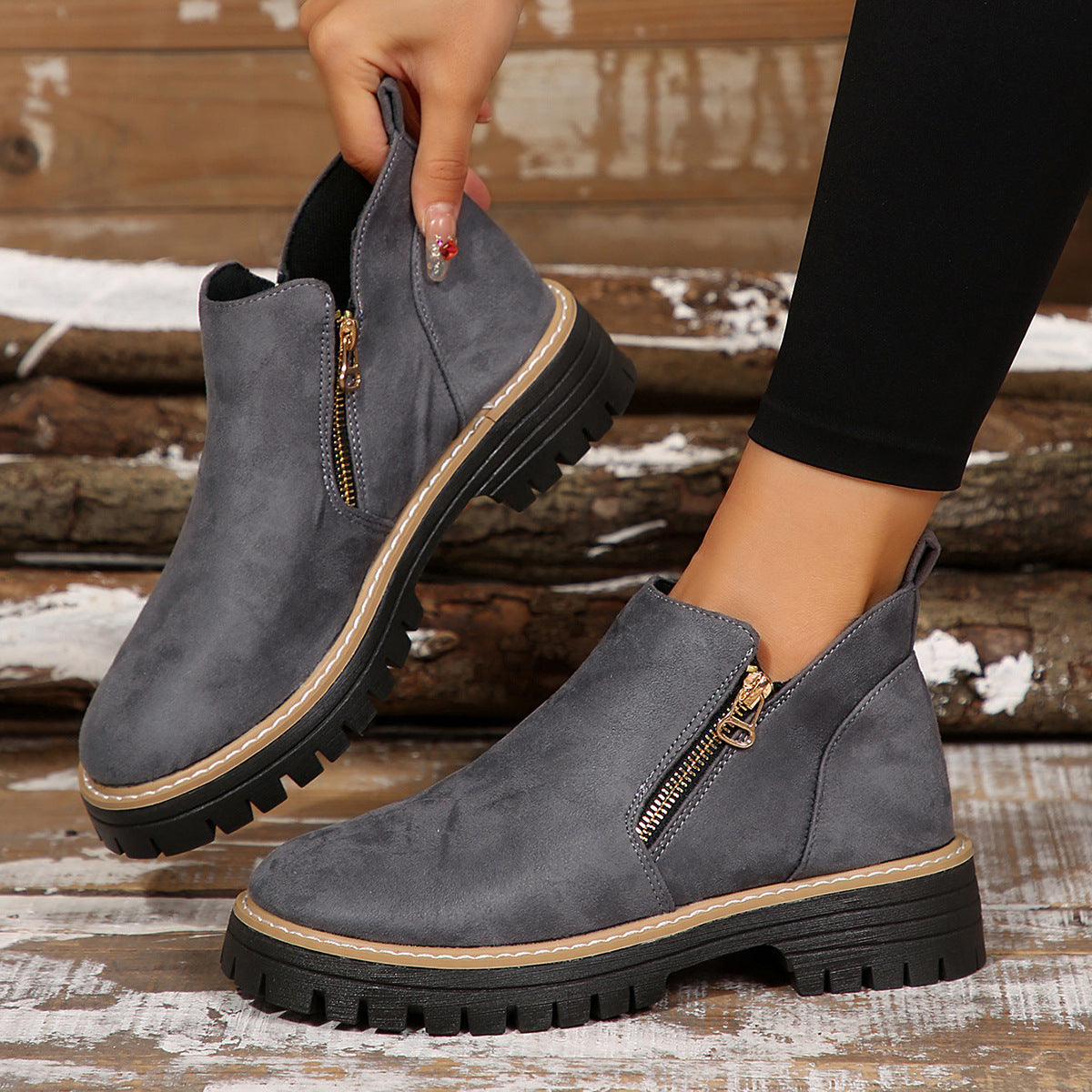 Women's Metro Chelsea Boots - Side-Zip Suede Ankle Boots with Chunky Heel (US 5-10.5)