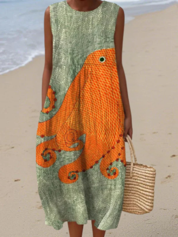 Marlene | Comfortable Printed Loose Fit Maxi Dress by Qivii