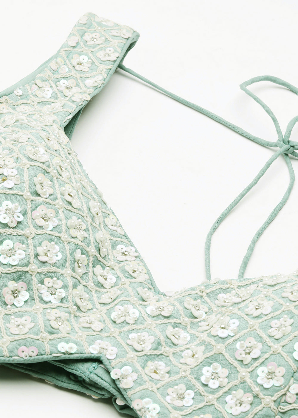 Emerald Green Georgette lehenga Choli with Sequins & Zarkan Embroidery | Ready To Wear - qivii