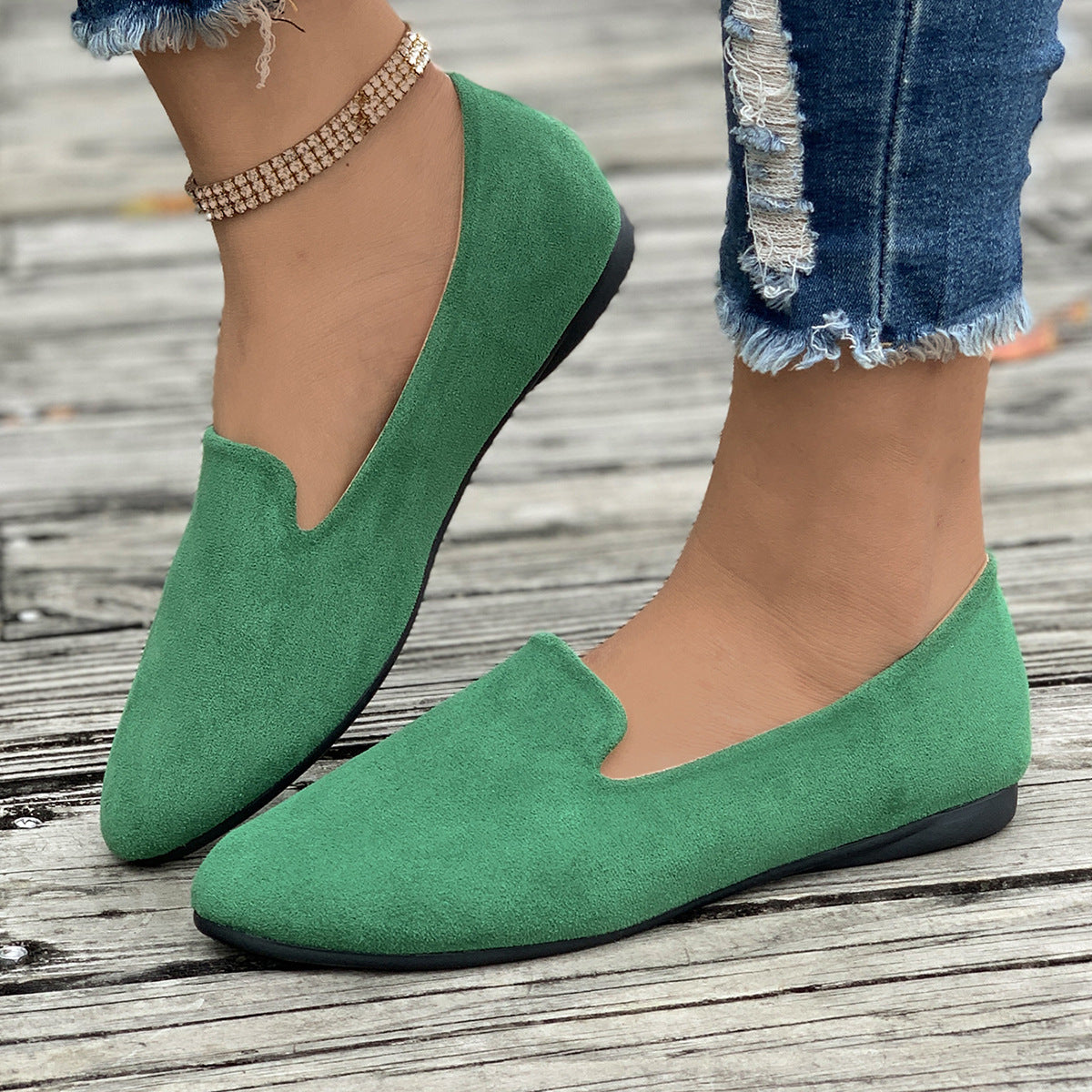 Women's Plus Size Pointed-Toe Slip-On Loafers Casual Flat Comfort Shoes