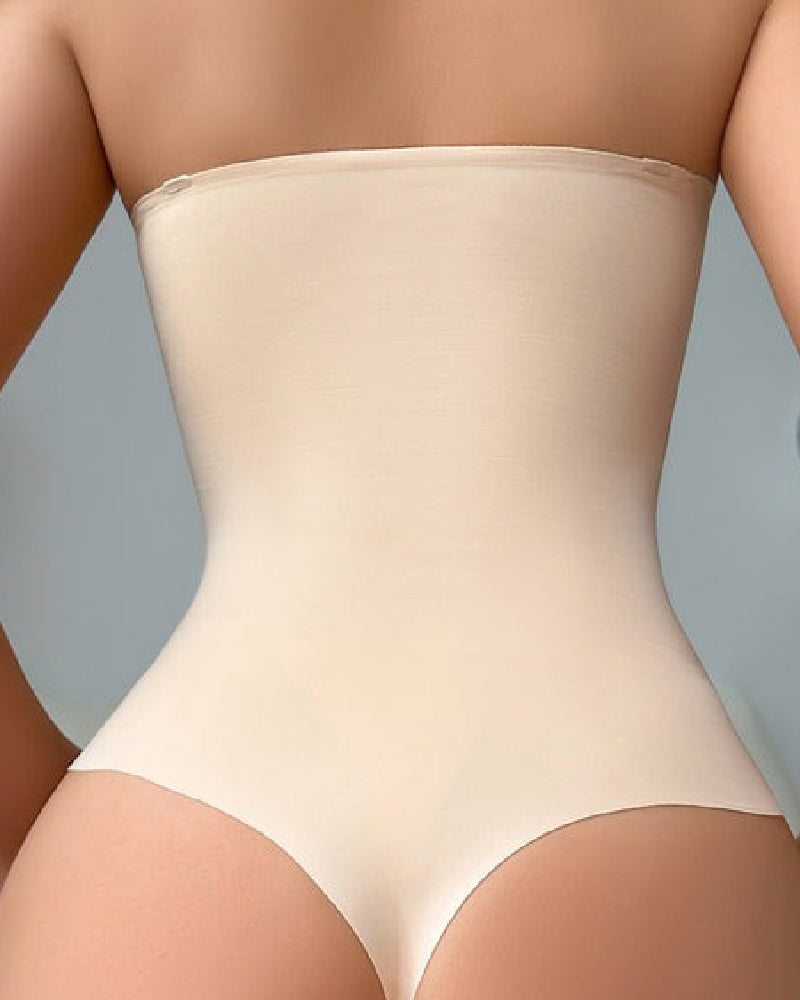 Women's Strapless Tummy Control One Piece Seamless Thong Shapewear Bodysuits  - By Qivii
