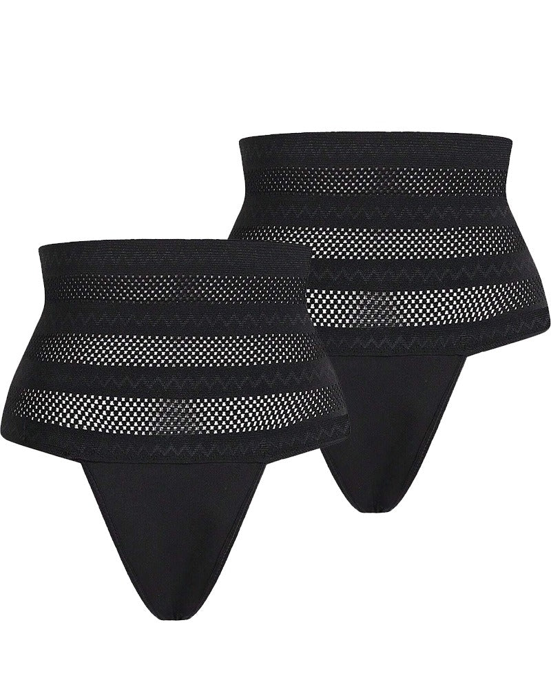 Women's High Waist Shaping Thong Breathable Tummy Control Shapewear Panty  - By Qivii