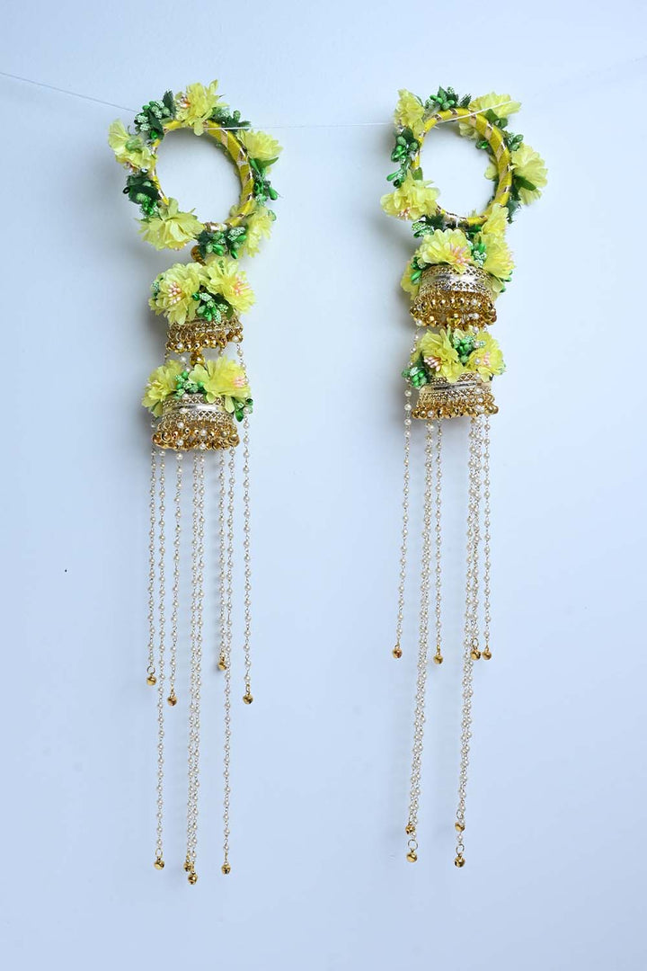 Yashwani Yellow Floral With Pearl Hanging Kalire