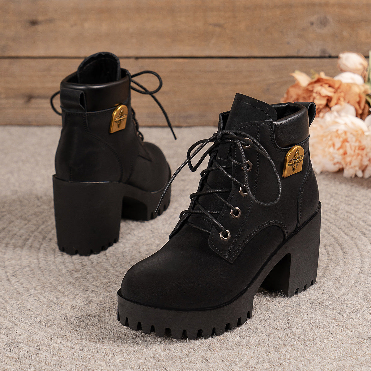 Women's Cowhide Metropolitan Combat Boot - Waterproof Block Heel Ankle Boots with Extended Sizes (US 4-10) & Commuter-Ready Traction