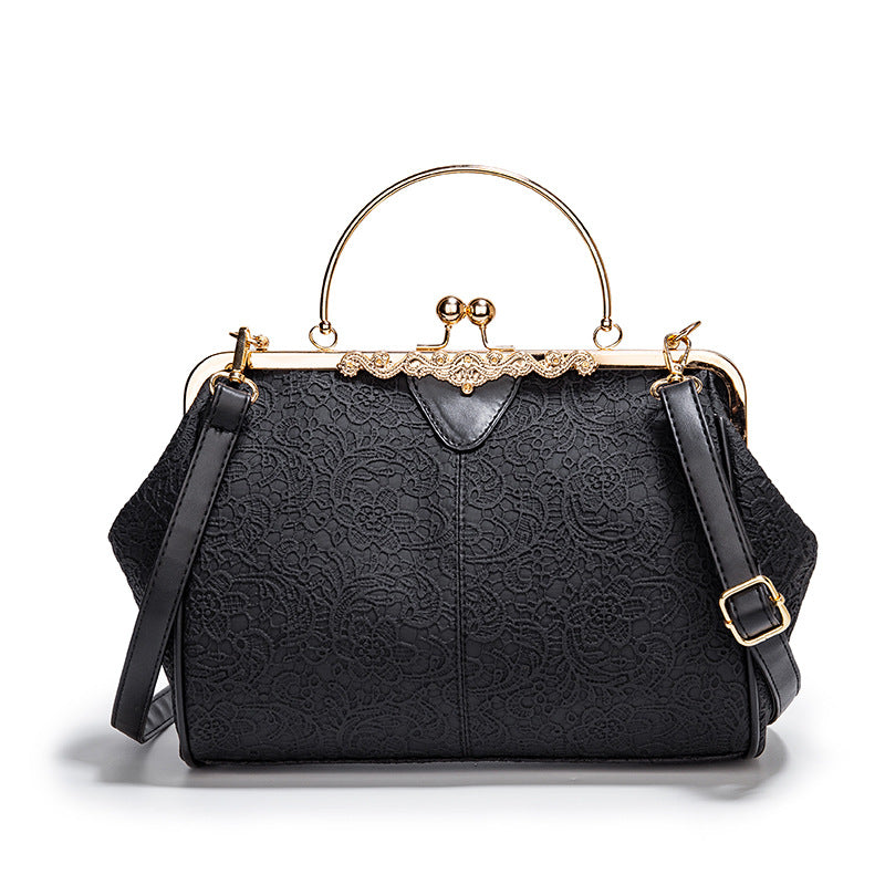 Women's British Vintage Oversized Bag – Multi-Way Shoulder/Tote Bag with Clip Closure
