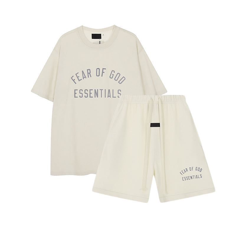 FW24 Half Arc T-Shirt / Shorts / Set - Milky White  - By Qivii