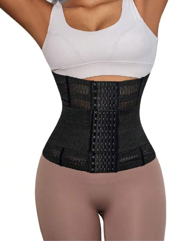 Hollow Breathable Double Belt Waist Trainer Tummy Control Slimming Sports Corset  - By Qivii