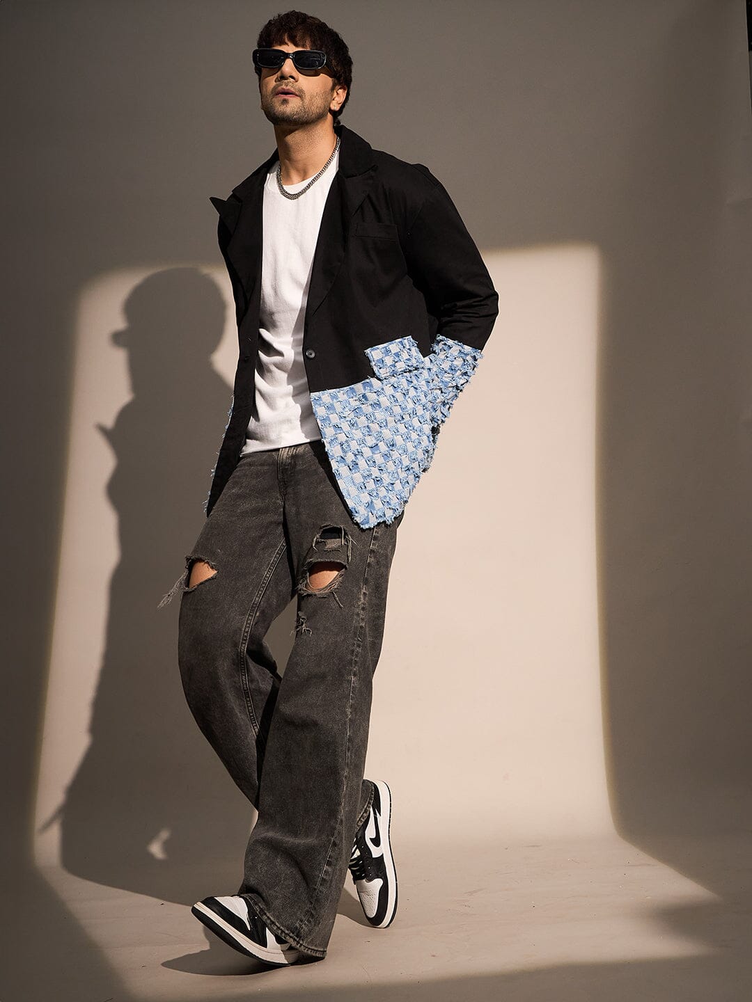 Black & Denim Oversized Blazer