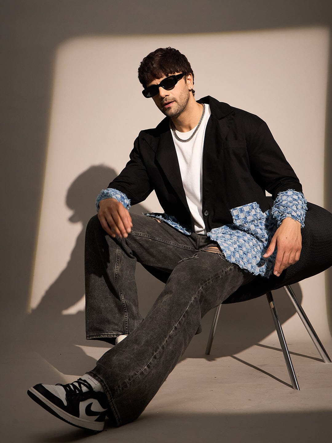 Black & Denim Oversized Blazer