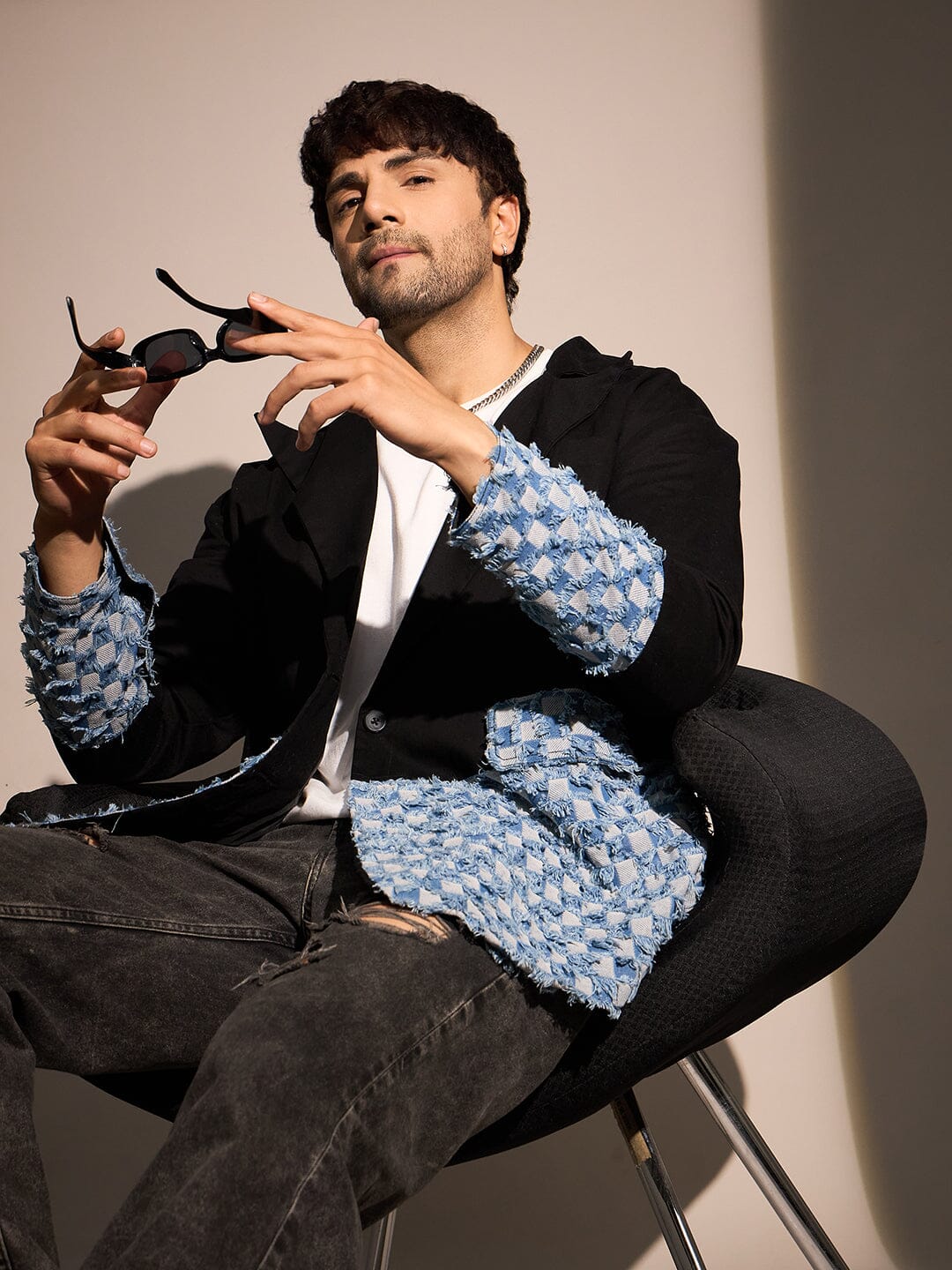 Black & Denim Oversized Blazer