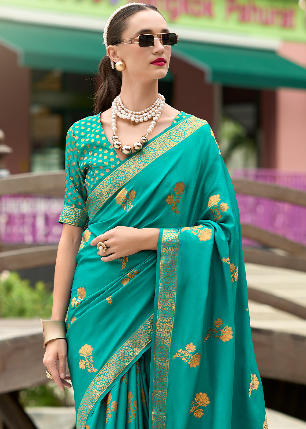 Robbin Blue Zari Woven Satin Silk Saree