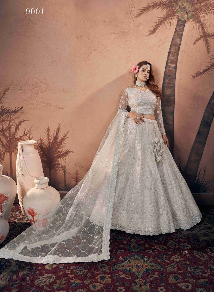 Premium Net Off White Heavy Handwork Bridal Lehenga Choli