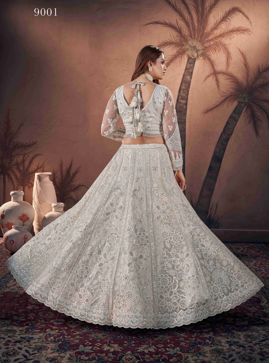 Premium Net Off White Heavy Handwork Bridal Lehenga Choli