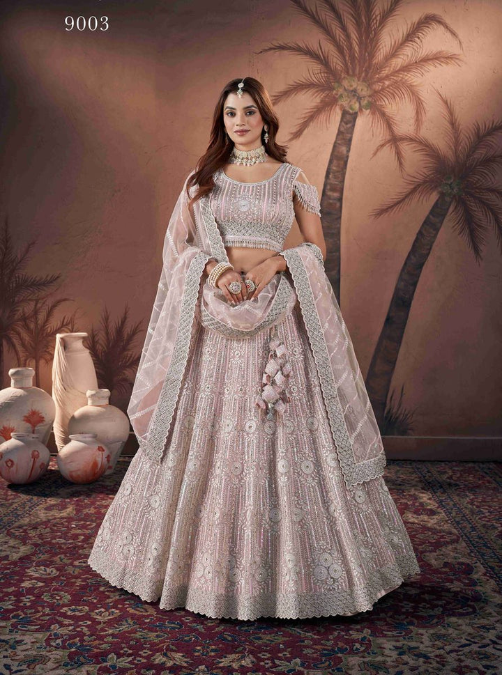 Premium Net Baby Pink  Heavy Handwork Bridal Lehenga Choli