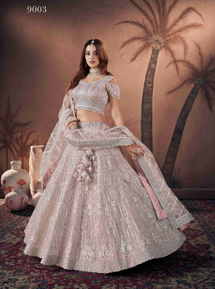 Premium Net Baby Pink  Heavy Handwork Bridal Lehenga Choli