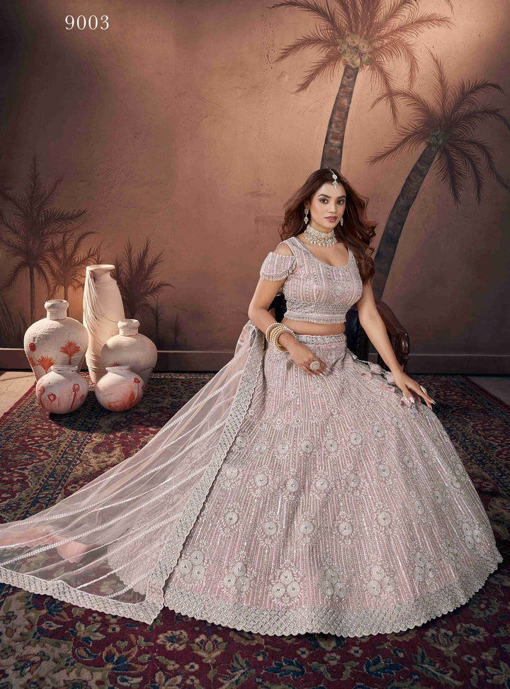 Premium Net Baby Pink  Heavy Handwork Bridal Lehenga Choli