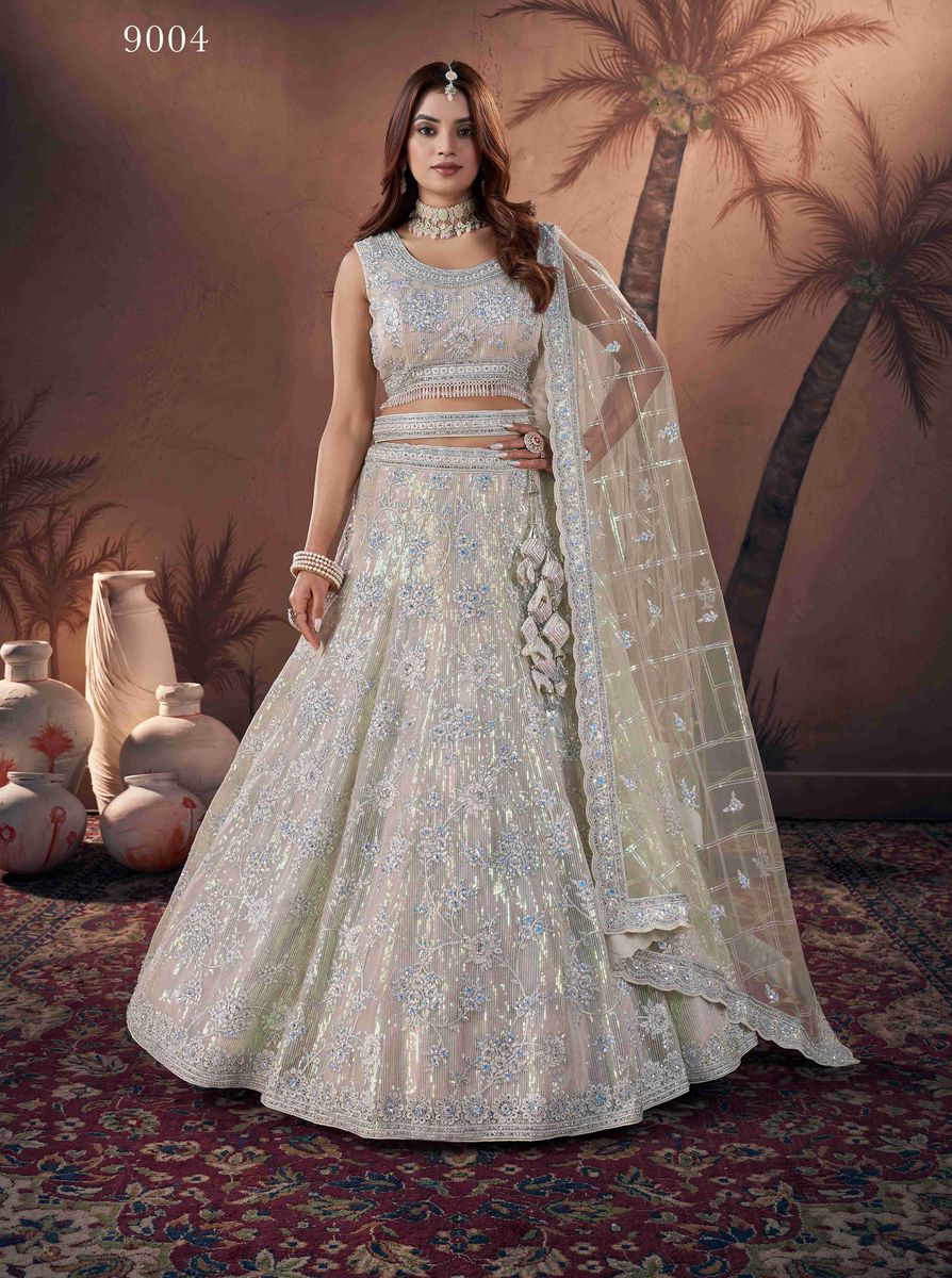 Premium Net Off White  Heavy Handwork Bridal Lehenga Choli