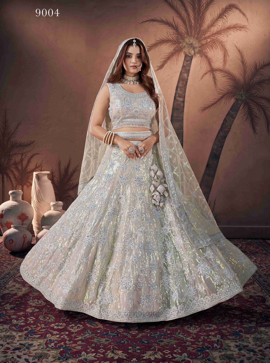 Premium Net Off White  Heavy Handwork Bridal Lehenga Choli