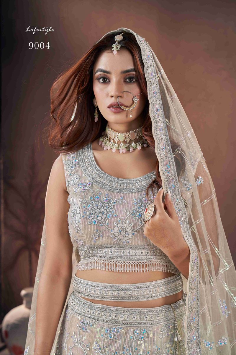 Premium Net Off White  Heavy Handwork Bridal Lehenga Choli