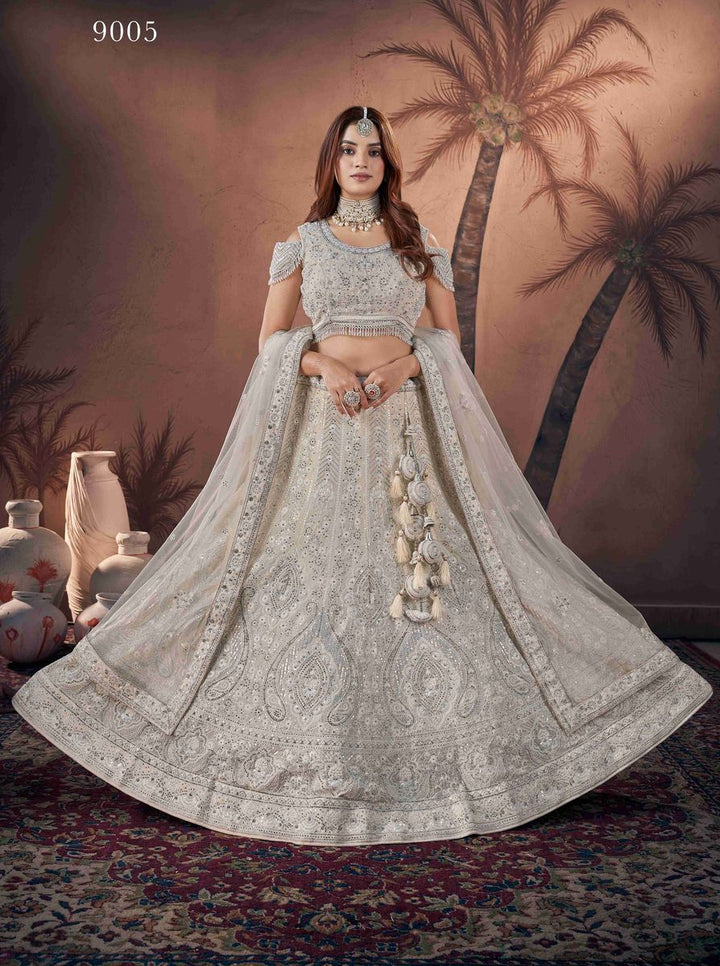 Premium Net Off White  Heavy Handwork Bridal Lehenga Choli