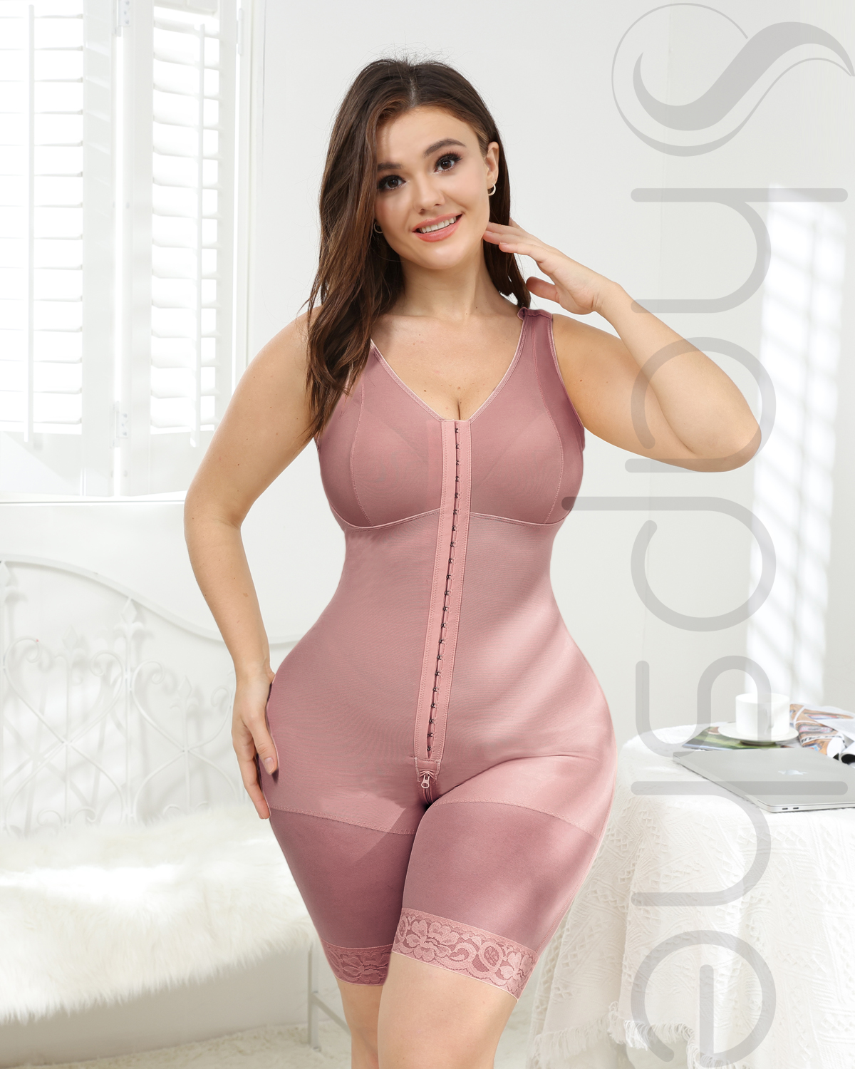 Women Rosybrown Full Body Waist Trainer Tummy Control Shapewear  - By Qivii