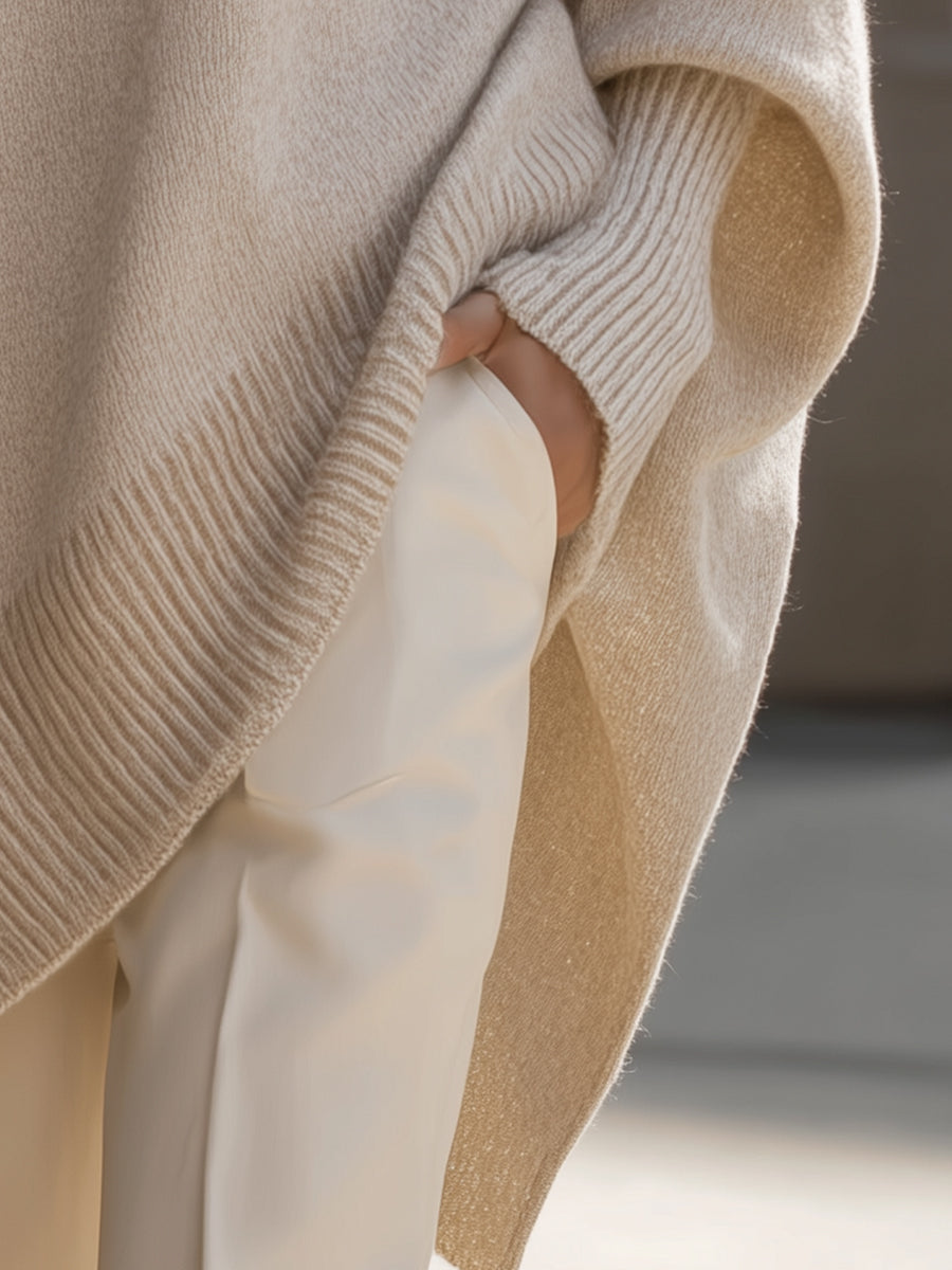 Mona | Cozy Oversized Knit Poncho Sweater by Qivii