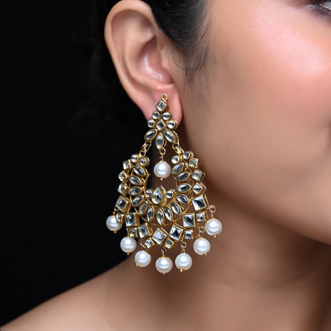 Samreen Big Pearl Kundan Earrings