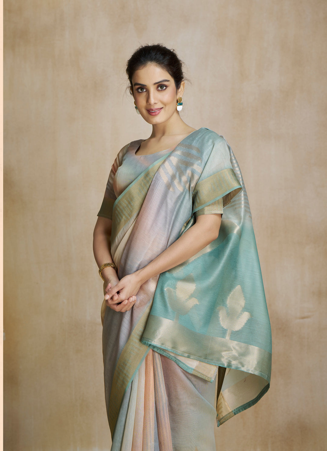 Multi Color Art Silk Zari Border ,Digital Print With Multitone Saree