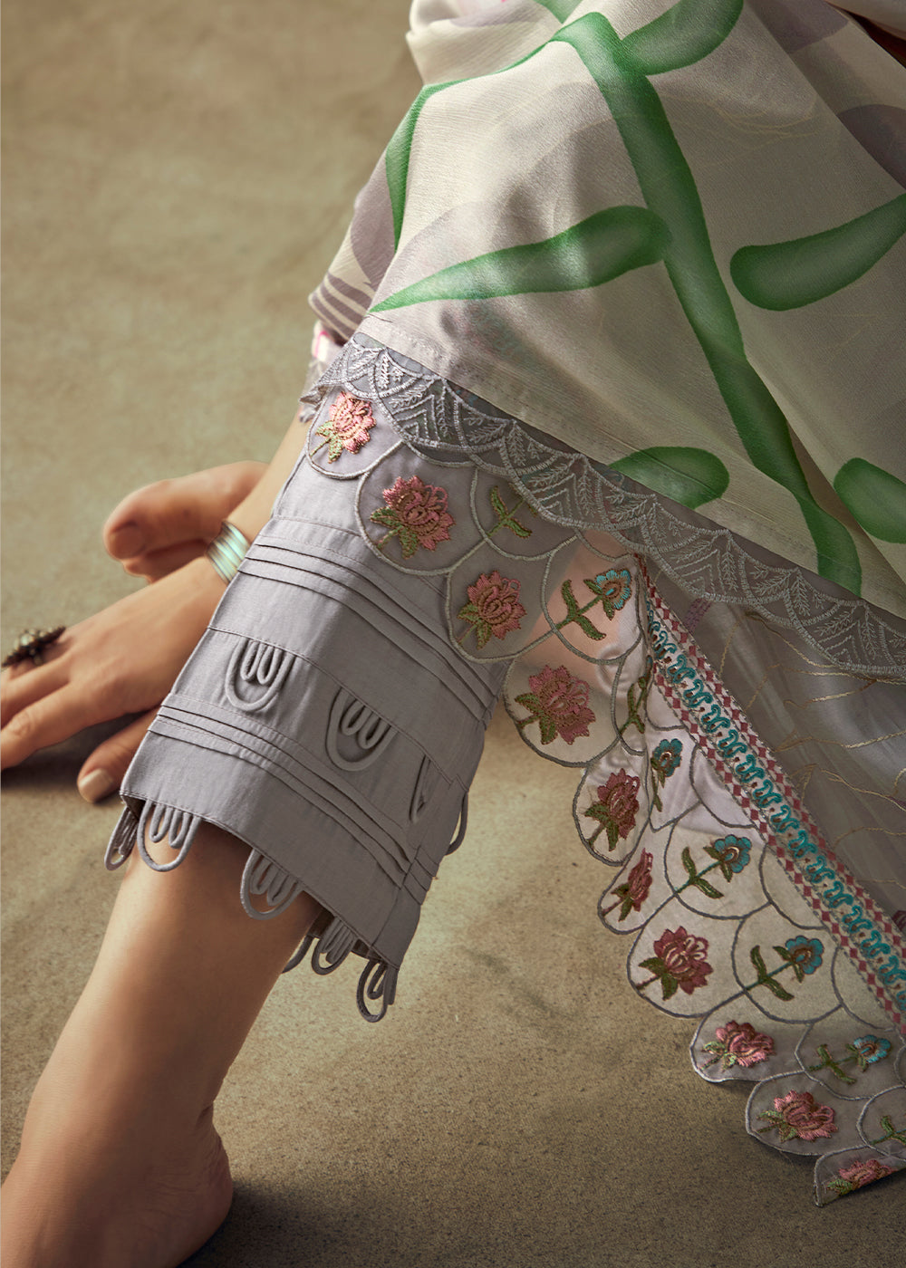 Shades Of Purple Digital Printed Muslin Salwar Suit with Light Embroidery work - qivii