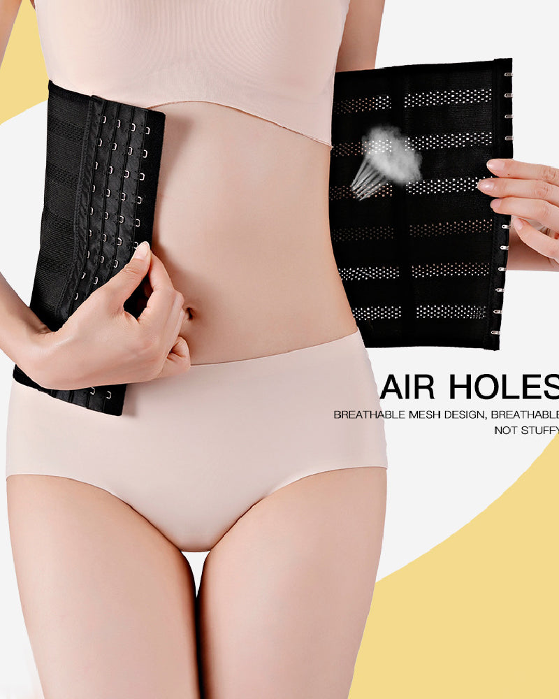 Women's Breathable Adjustable Hooks Waist Trainer Postpartum Tummy Slim Belt  - By Qivii