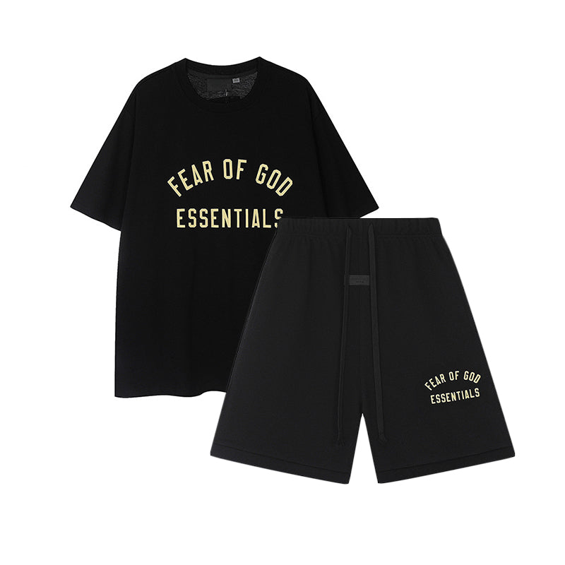 FW24 Half Arc T-Shirt / Shorts / Set - Black  - By Qivii