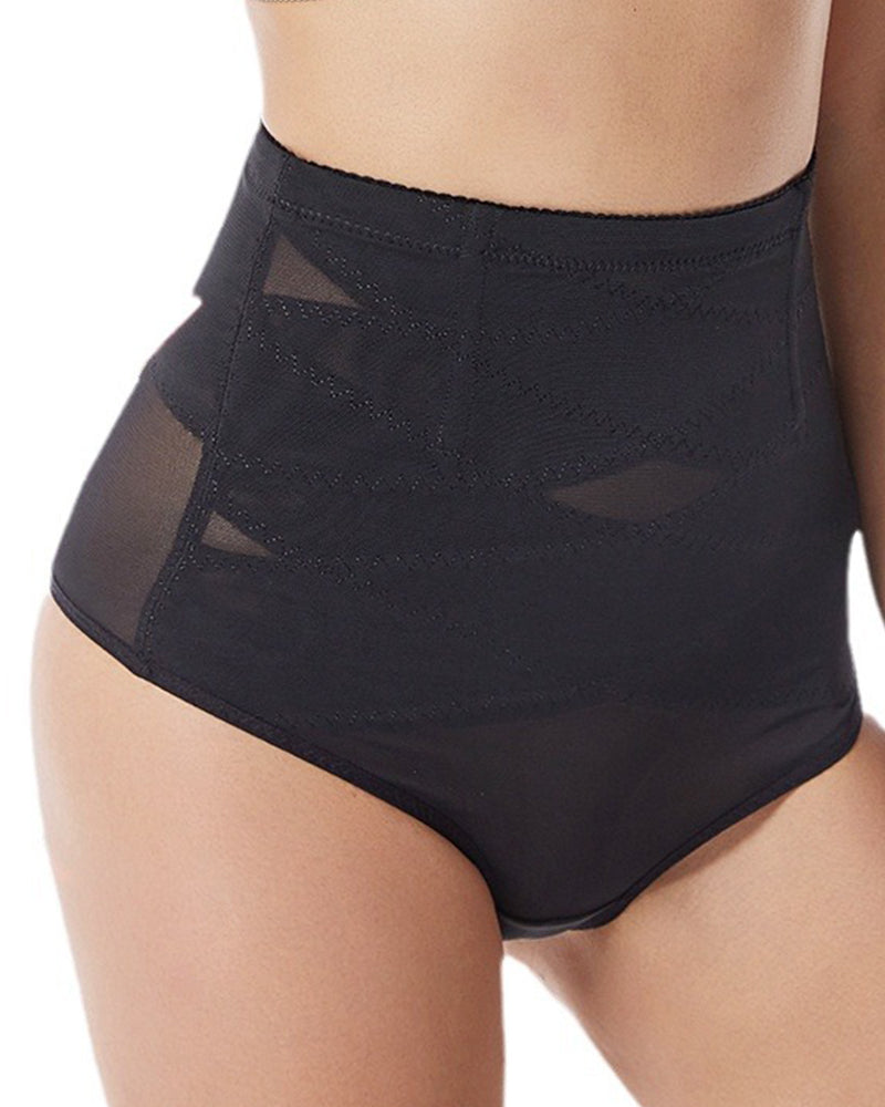 Women's High Elasticity Mesh Shaping Panties Cross Compression Belly T-Back Briefs  - By Qivii