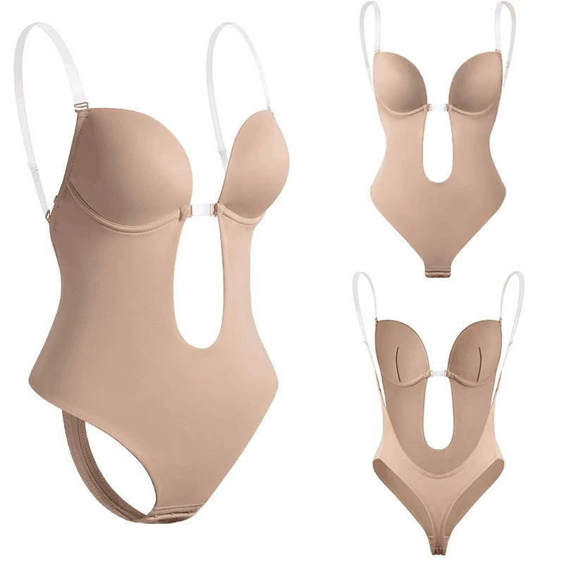 Shapewear Women Plus Size Backless Shapewear Integrated Bra Body Shaper Seamless Open Crotch Shapewear  - By Qivii