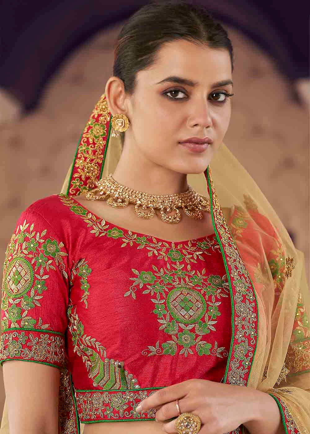 Emerald Green Silk Lehenga Choli with Thread & Zari work | Ready To Wear - qivii