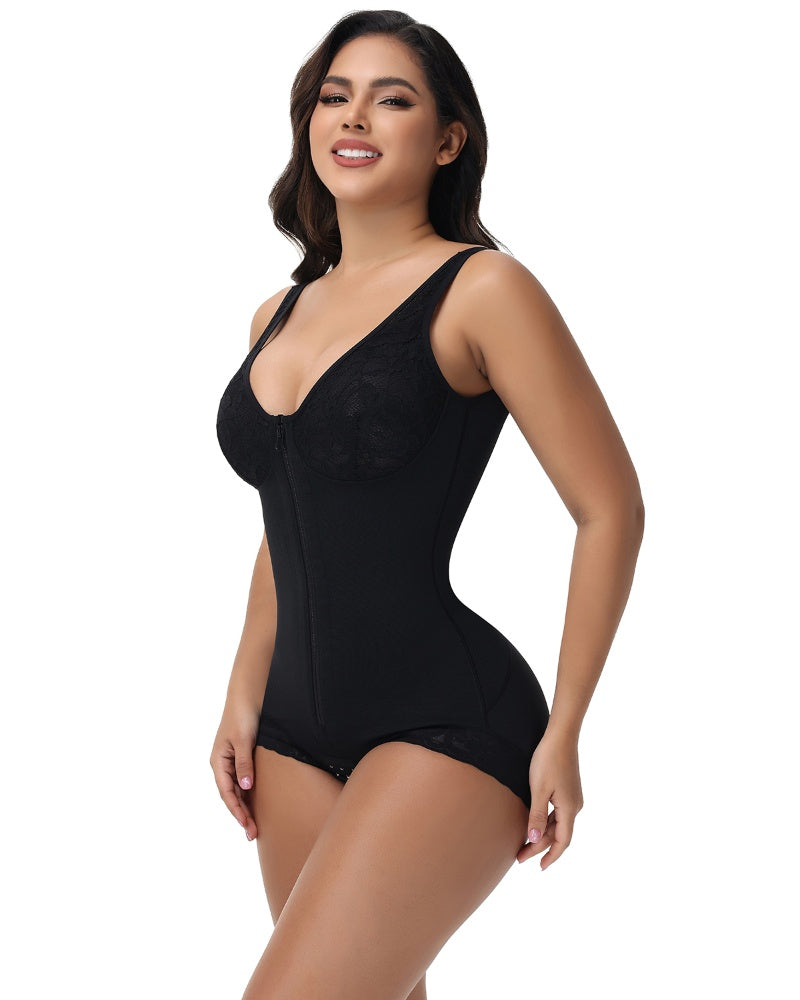 Shapshe® Fajas Colombianas Lace Bust Post Surgery Zipper BBL Compression Shapewear  - By Qivii