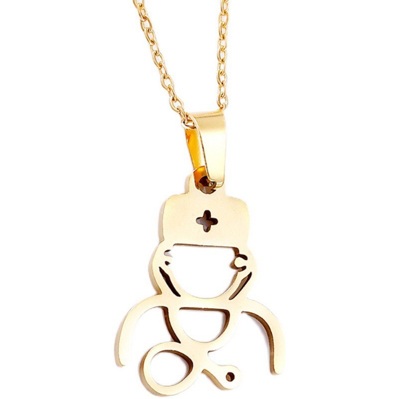 Cartoon Doctor Nurse Stethoscope Stainless Steel Necklace
