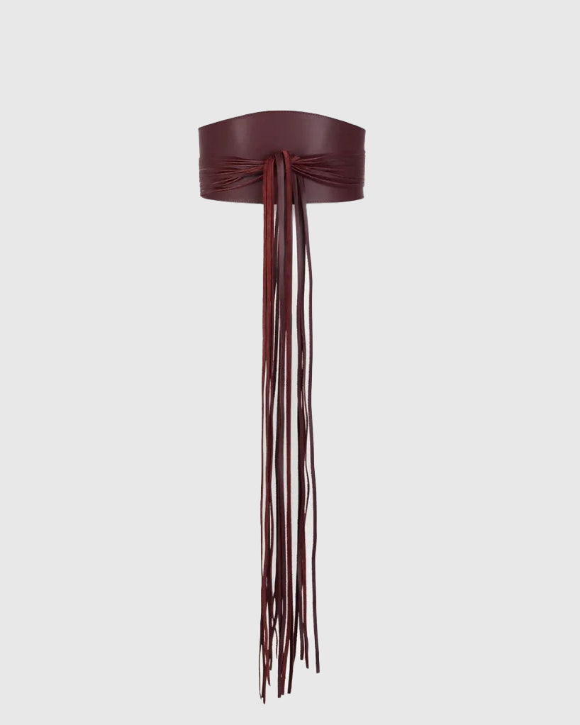 Wide Faux Leather Wrap Fringe Waist Belt Corset  - By Qivii