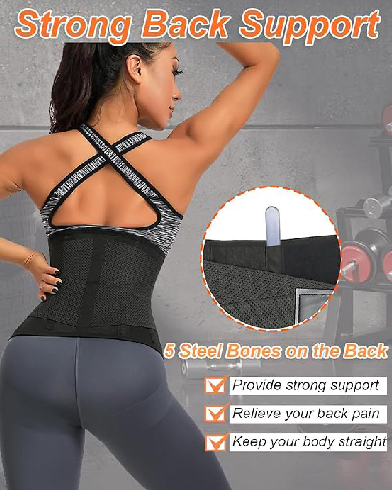Working Out Sweat Waist Trainer Tummy Control Back Support Wrap Belt Corset  - By Qivii