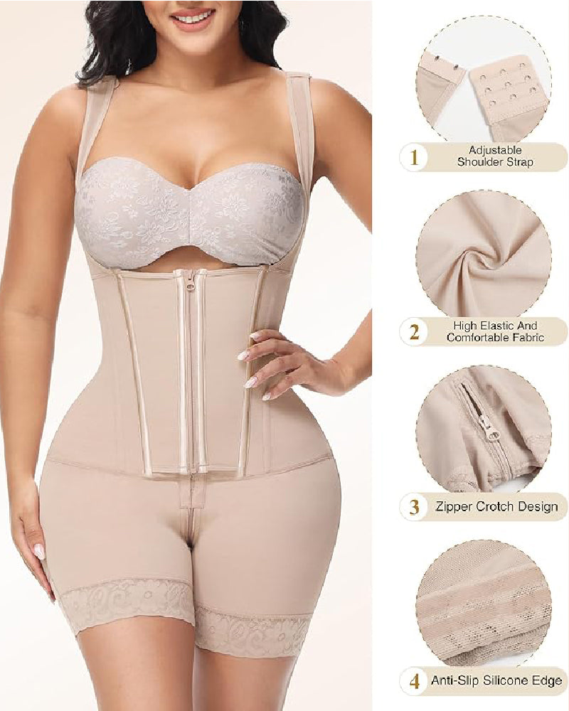 Shapshe® High compression Front Zipper Mid Thigh Shapewear  - By Qivii