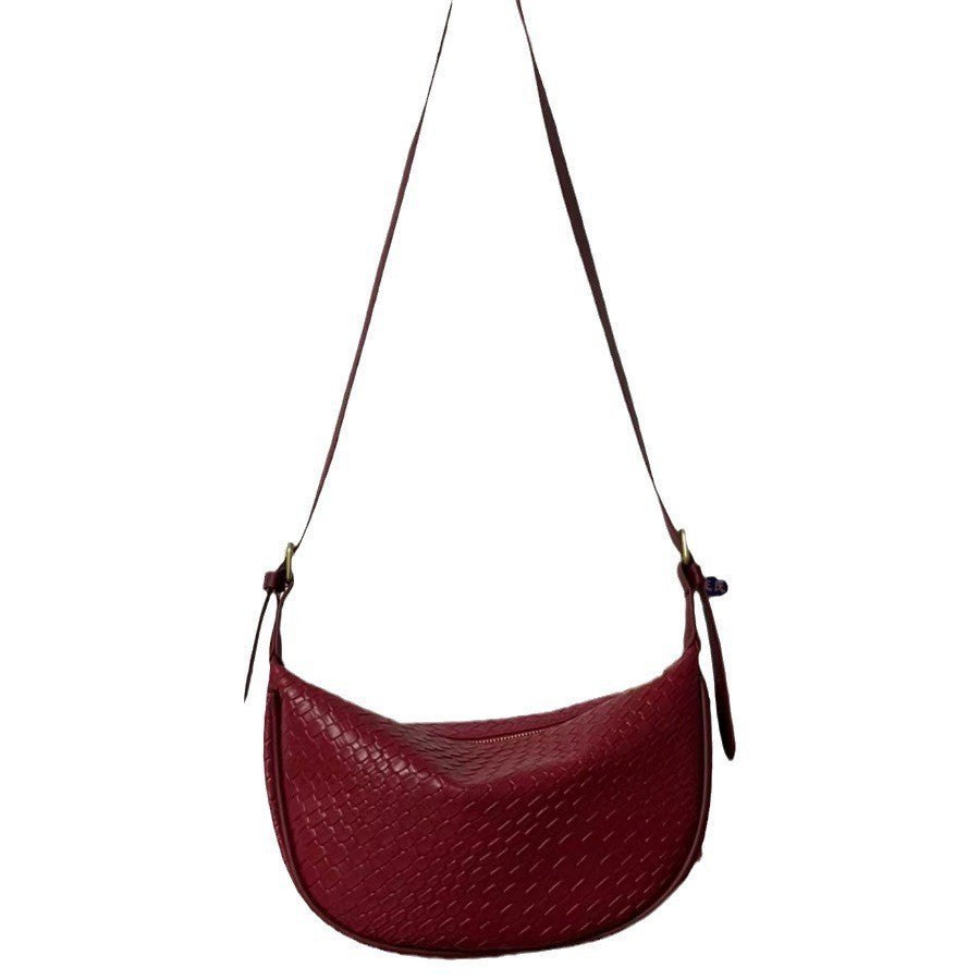 Women's Riviera Bias-Weave Crescent - Convertible Shoulder to Crossbody in French-Inspired Grain