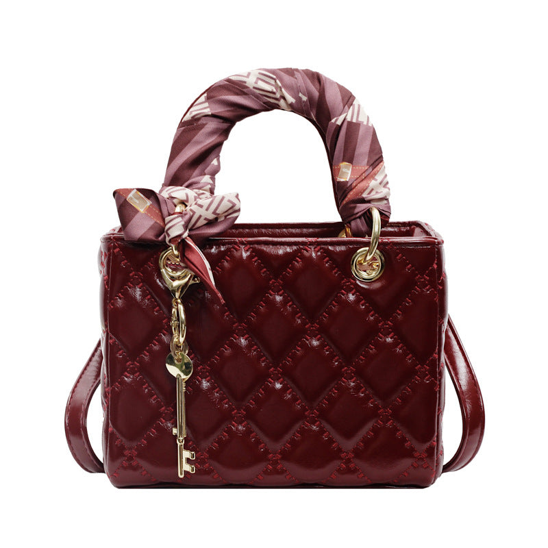 Women's Cannage-Embrace Bridal Tote - Spacious Convertible Bag in Passion Red | Vintage-Inspired Texture